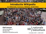 Najaar 2019 - Introduction to Wikipedia, Wikimedia, GLAMwiki and Wikidata for employees of the Koninklijke Bibliotheek, 12 Sept, 15 Okt and 28 Nov 2019.