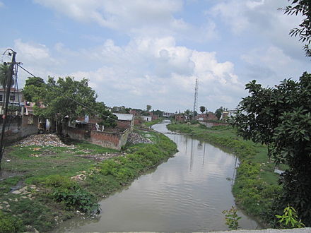 View of Jamuriya Nala (a brook) from Railway Station Road Bridge, Barabanki. This brook flows through Barabanki city, dividing it in half.