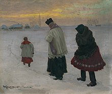 Schilderij : "Op weg naar de laatste zalving", gemaakt door Jozef Theodor Mousson, in het museum : "Oost-Slowaakse Galerij".