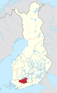 Pozicija Prave Tavastije na karti Finske