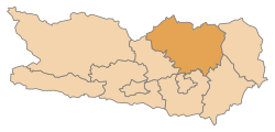 Poloha okresu Sankt Veit an der Glan v spolkovej krajine Korutánsko (klikacia mapa)