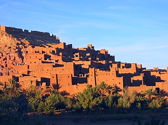 The Kasbah of Ait Benhaddou, built by the Berbers from the 14th century onwards. Kasbahs in Ait Benhaddou.JPG