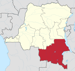 Katangas läge i Kongo-Kinshasa.