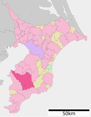 Location of Kimitsu in the prefecture