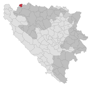 Lage der Gemeinde Kostajnica (Gemeinde) in Bosnien und Herzegowina (anklickbare Karte)