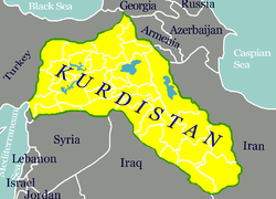 Map of Kurdistan claimed by Kurdish nationalists