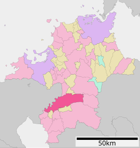 Poziția localității Kurume