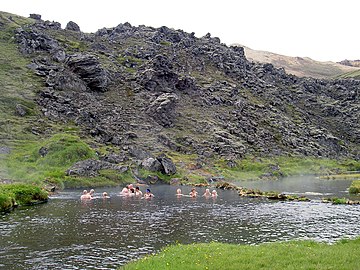 The creek heated up by hot springs