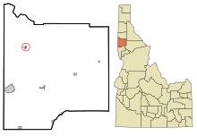 Latah County Idaho Incorporated und Unincorporated Gebiete Onaway Highlighted.svg