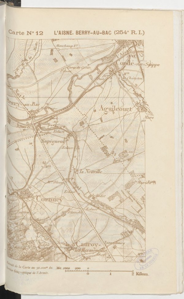 Carte N° 12 – L’AISNE. BERRY-AU-BAC (254e R.I.)