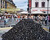 A mountain of mussel shells created during a ''Moules Frites'' festival