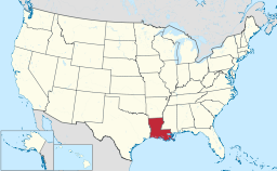 Louisiana har markeret på USA-kortet.