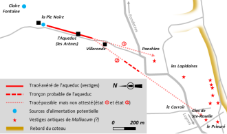 Layout eines antiken Aquädukts in einen modernen Plan übertragen.