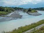 Mündung der Ill zwischen Nofels und Meiningen beim Illspitz in den Alpenrhein