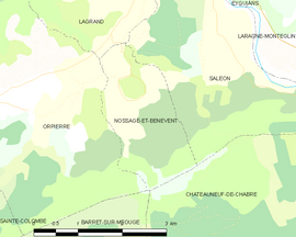 Mapa obce Nossage-et-Bénévent