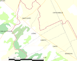 Mapa obce Lissac
