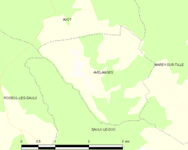 Mapa obce Avelanges