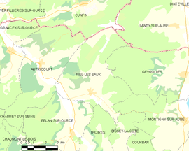 Mapa obce Riel-les-Eaux