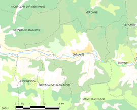 Mapa obce Saillans