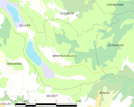 Mapa obce Menétrux-en-Joux