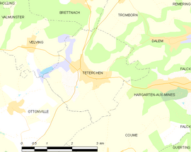 Mapa obce Téterchen