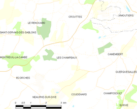 Mapa obce Les Champeaux