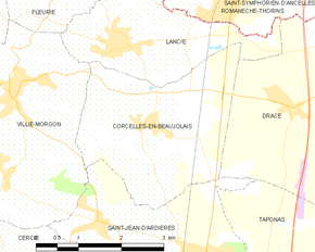 Poziția localității Corcelles-en-Beaujolais