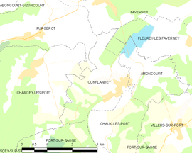 Mapa obce Conflandey