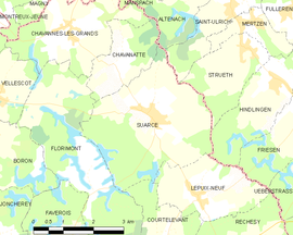 Mapa obce Suarce