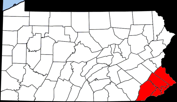 Counties constituting the Delaware Valley Region of Pennsylvania