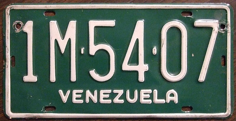 File:Matrícula automovilística Venezuela 1970 1M-54-07.jpg