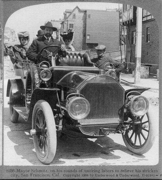 Schmitz surveying the city following the earthquake