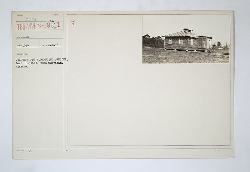 File:Medical Department - Hospitals - Sheridan, Alabama - Quarters for commanding officer, base hospital, Camp Sheridan, Alabama - NARA - 45494828.jpg