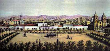 View (looking West) from the Cabildo in the city of Mendoza, prior to the great quake of 1861.