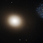 M60 och den omgivande regionen, med bland annat den ultrakompakta dvärggalaxen M60-UCD1 nära underkanten.