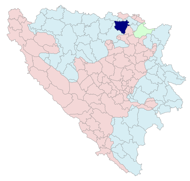 Localização de Modrica (em azul escuro) na Bósnia e Herzegovina