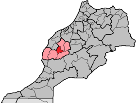 Localisation de Préfecture de Marrakech ‘Amālat Murrākuṣ (arabe) Tamaẓlayt en Meṛṛakec (berbère)