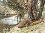 The Eel Traps, målning av Myles Birket Foster, Themsen vid slutet av 1800-talet