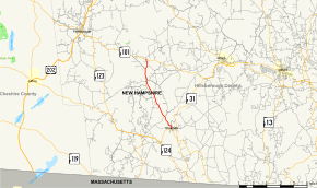 Карта на Ню Хемпшир Route 45