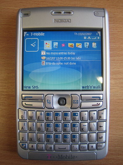 Symbian v9.1 with a S60v3 interface, on a Nokia E61