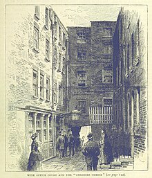 Ye Olde Cheshire Cheese in 1873 ONL (1887) 1.121 - Wine Office Court and the Cheshire Cheese.jpg