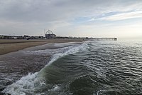 The beach and pier at Ocean City, Maryland