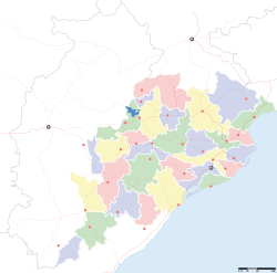 Huyện Kandhamal trên bản đồ Orissa