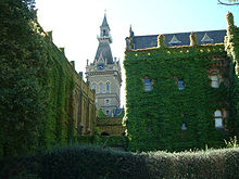 The ivy-covered exterior of Ormond College. Ormond backfence.jpg