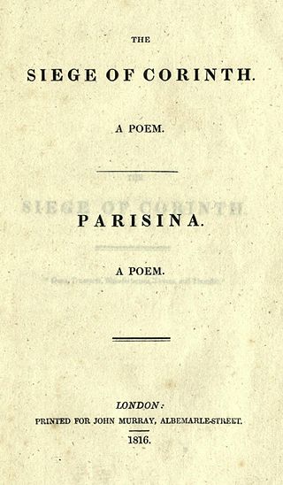 <i>Parisina</i> (poem) 1816 poem by Lord Byron