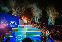 Central American Caribbean Torch at the opening ceremony Pebetero-san-salvador-2023.jpg