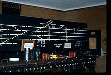 A model board and lever machine Pennsylvania Railroad, HOLMES Block Station modelboard and lever machine.jpg