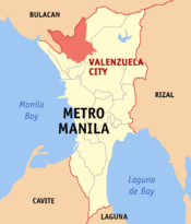 Valenzualan sijoittuminen Metro Manilan kartalla