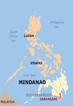 Mapa iti Filipinas a mangipakita ti pakasarakan iti Sarangani.