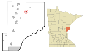 Pine County Minnesota Incorporated and Unincorporated areas Bruno Highlighted.svg